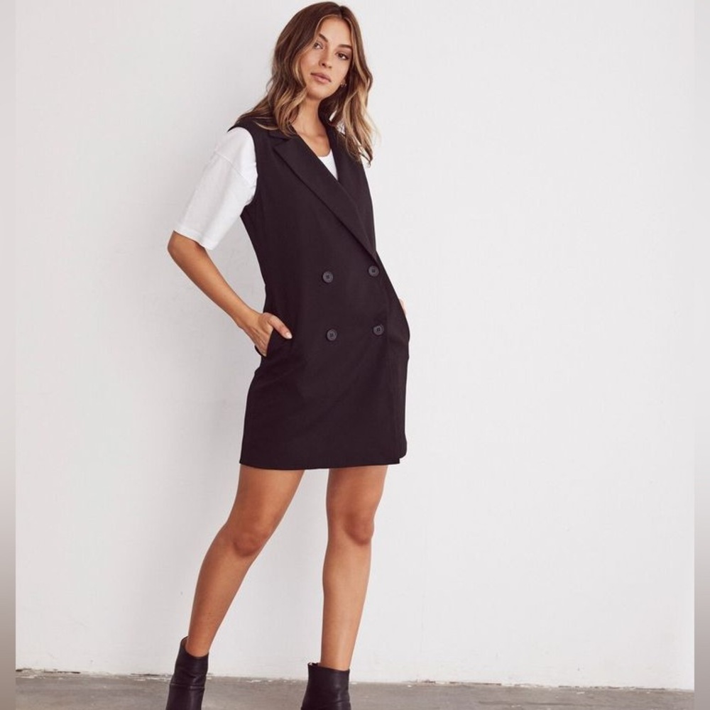 VETTA Blazer Dress Vest Convertible Black Double Breasted Capsule XS